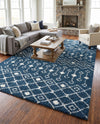 Berber Lattice Shag Collection Area Rug - Atlas (Navy Blue) Rectangle Navy Blue  lifestyle 14