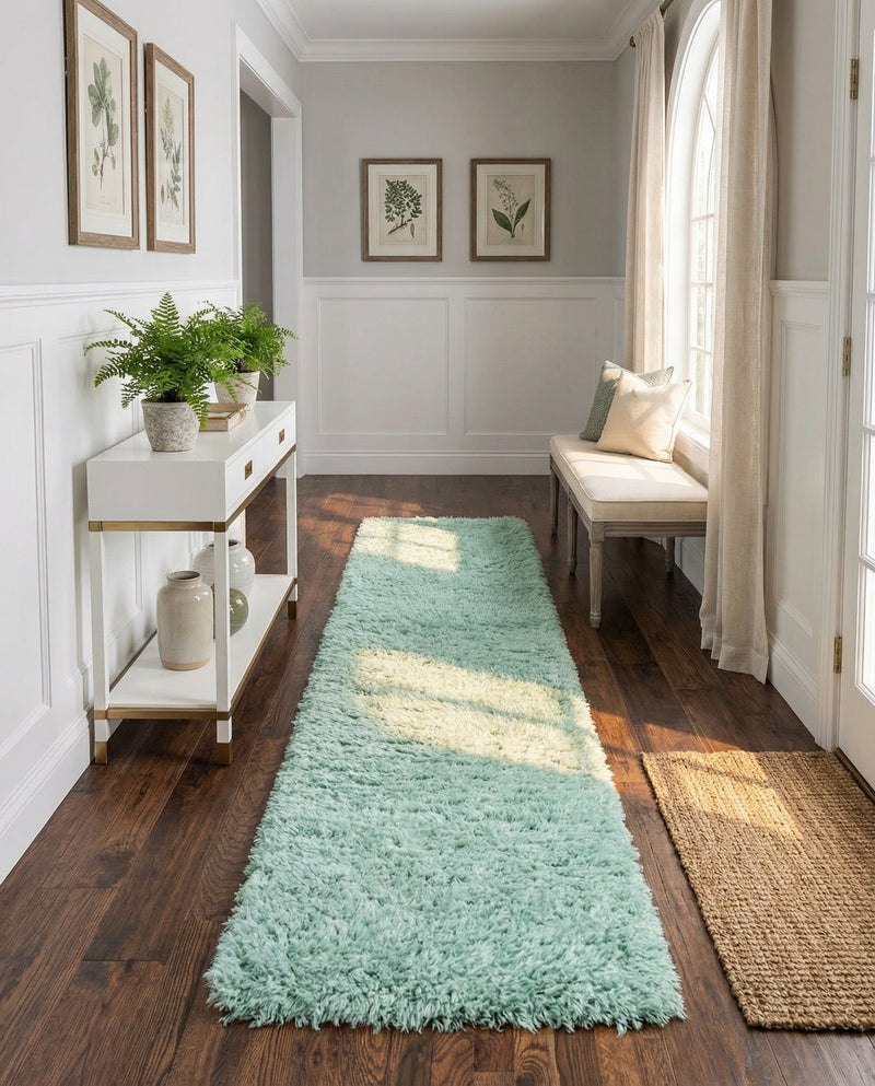 Eternal Plush Oasis Collection Area Rug -  Tranquility (Cyan) Runner Cyan  lifestyle 29