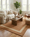 Savannah Borders Wool Collection Area Rug - Chatham Rectangle Latte Brown  lifestyle 65