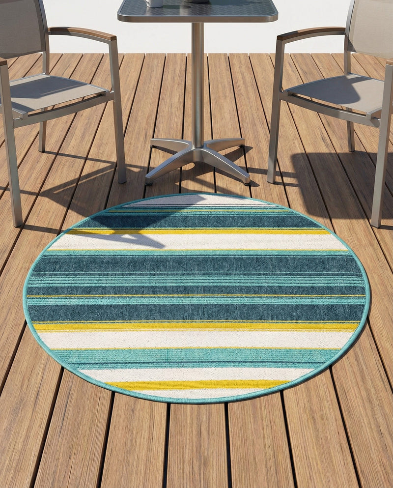 Terrace Fringe Collection Area Rug -  Veranda Round Multi  lifestyle 72