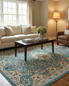 Persian Elegance Collection Area Rug -  Qom Rectangle Blue  lifestyle 19