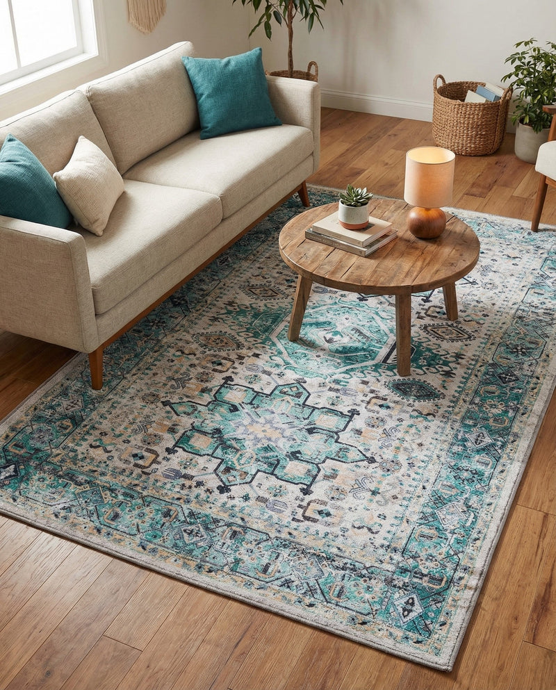 Laguna Sands Collection Area Rug -  Venice Rectangle Aqua Green  lifestyle 45