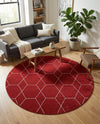 Trellis Mosaic Collection Area Rug - Arborville (Red) Round Red  lifestyle 35