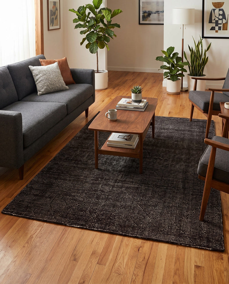 Nordic Loom Geometric Collection Area Rug - Oslo Rectangle Jet Black  lifestyle 14