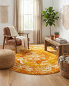 Riviera Elegance Collection Area Rug -  Menton (Orange) Round Orange  lifestyle 57