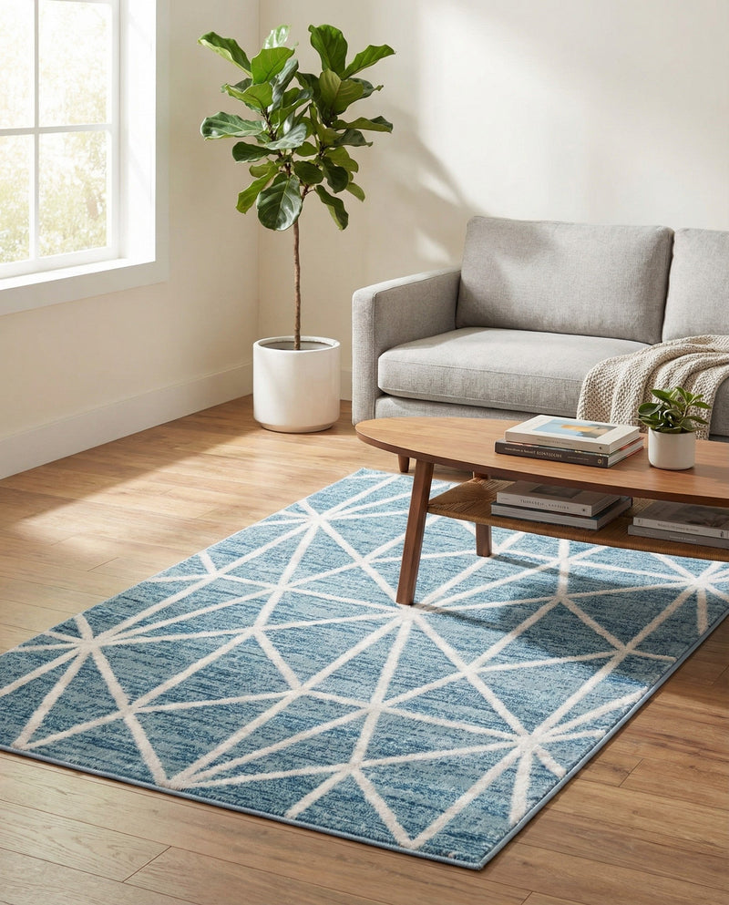 Garden Maze Retreat Collection Area Rug -  Arborlane Rectangle Blue  lifestyle 21