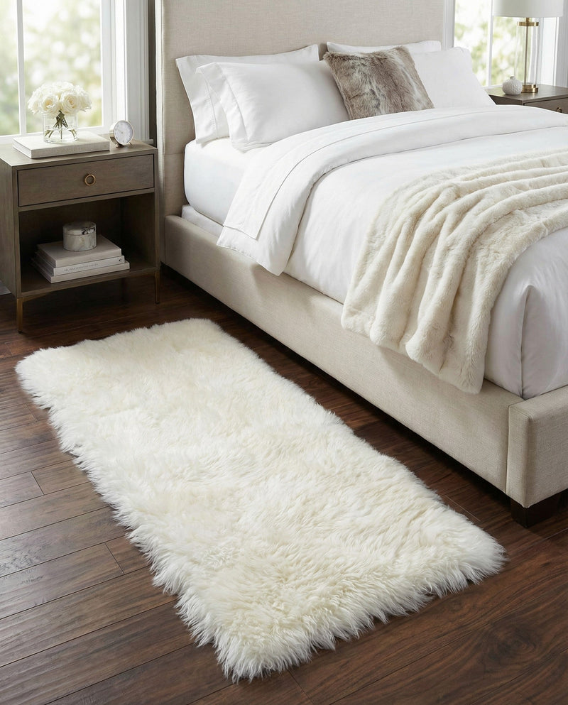 Lambskin Haven Collection Area Rug - Fleeceville Runner White  lifestyle 19