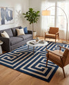 Aegean Labyrinth Collection Area Rug -  Mykonos Rectangle Navy Blue  lifestyle 19
