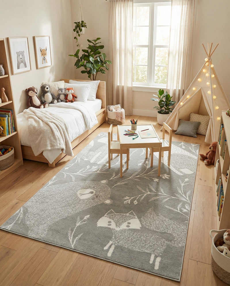 Wonder Tykes Collection Area Rug -  Quirky Rectangle Gray  lifestyle 37
