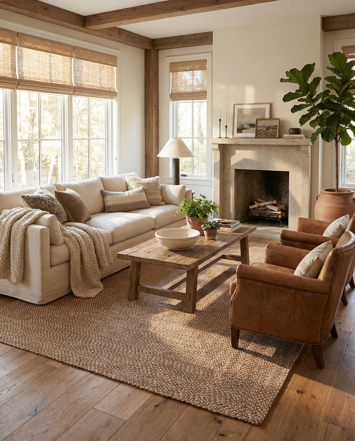Highland Woven Jute Collection Area Rug - Glenmore (Light Brown) Rectangle Light Brown  lifestyle 9