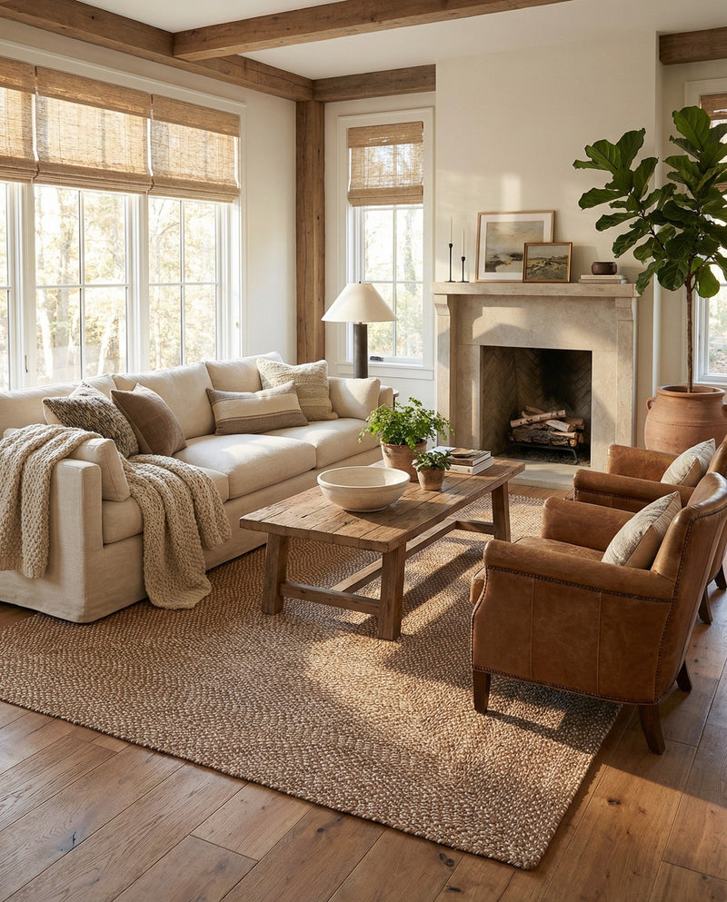 Highland Woven Jute Collection Area Rug - Glenmore (Light Brown) Rectangle Light Brown  lifestyle 9