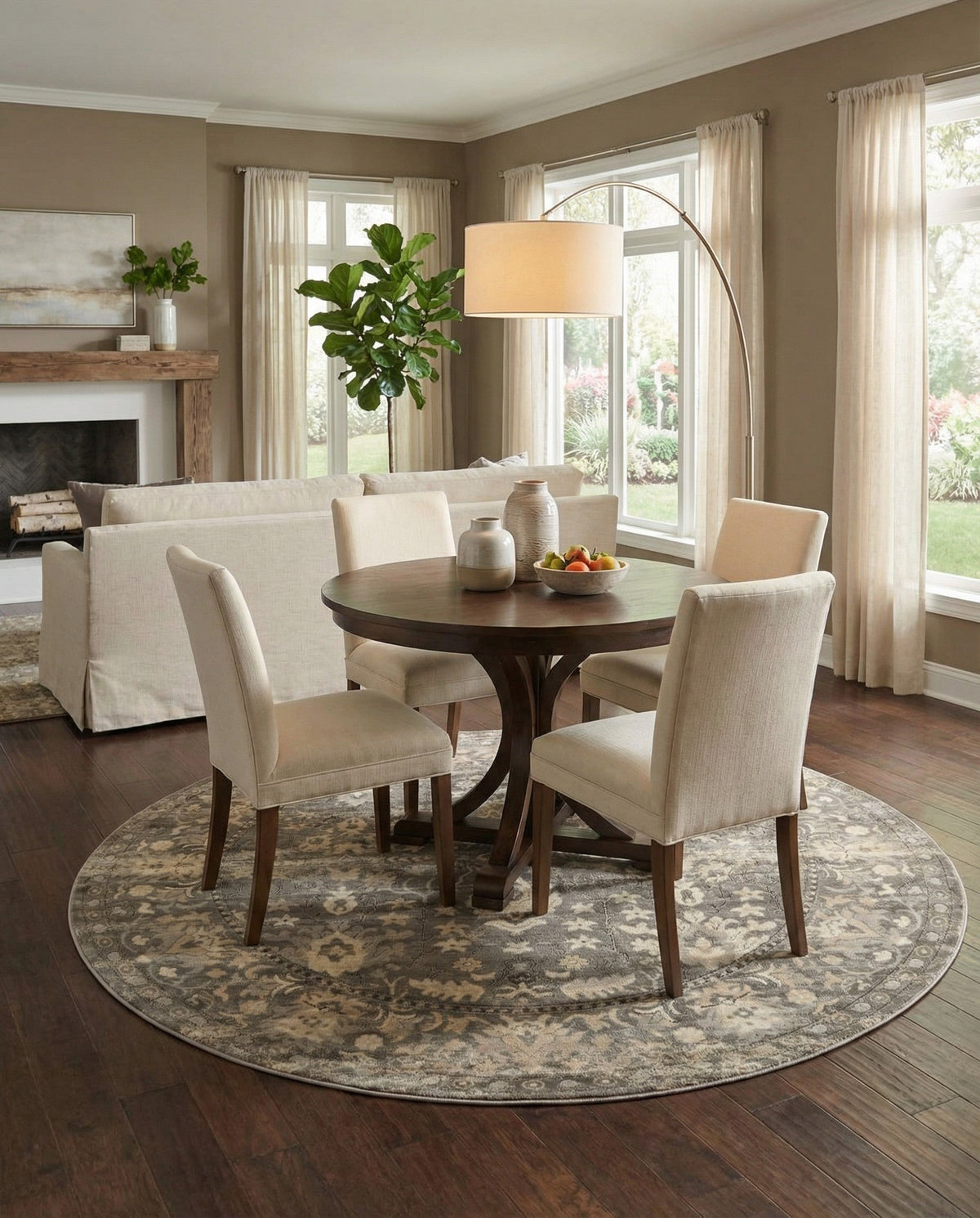 Cascade Range Collection Area Rug -  Shasta (Gray) Round Gray  lifestyle 128