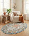 Caribbean Breeze Collection Area Rug -  Floriana Oval Light Blue  lifestyle 80