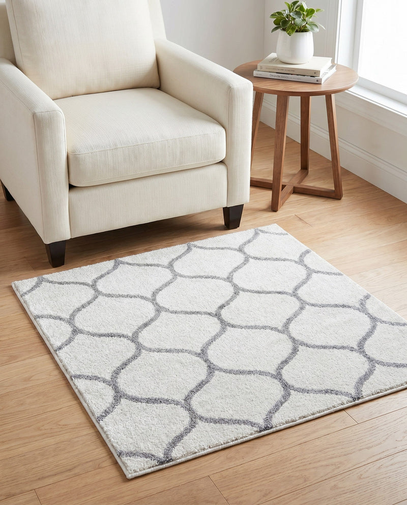 Trellis Mosaic Collection Area Rug -  Pergolatown (Ivory) Square Ivory  lifestyle 83