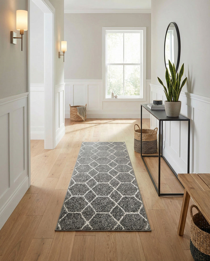 Trellis Mosaic Collection Area Rug - Arborville (Light Gray) Runner Light Gray  lifestyle 51