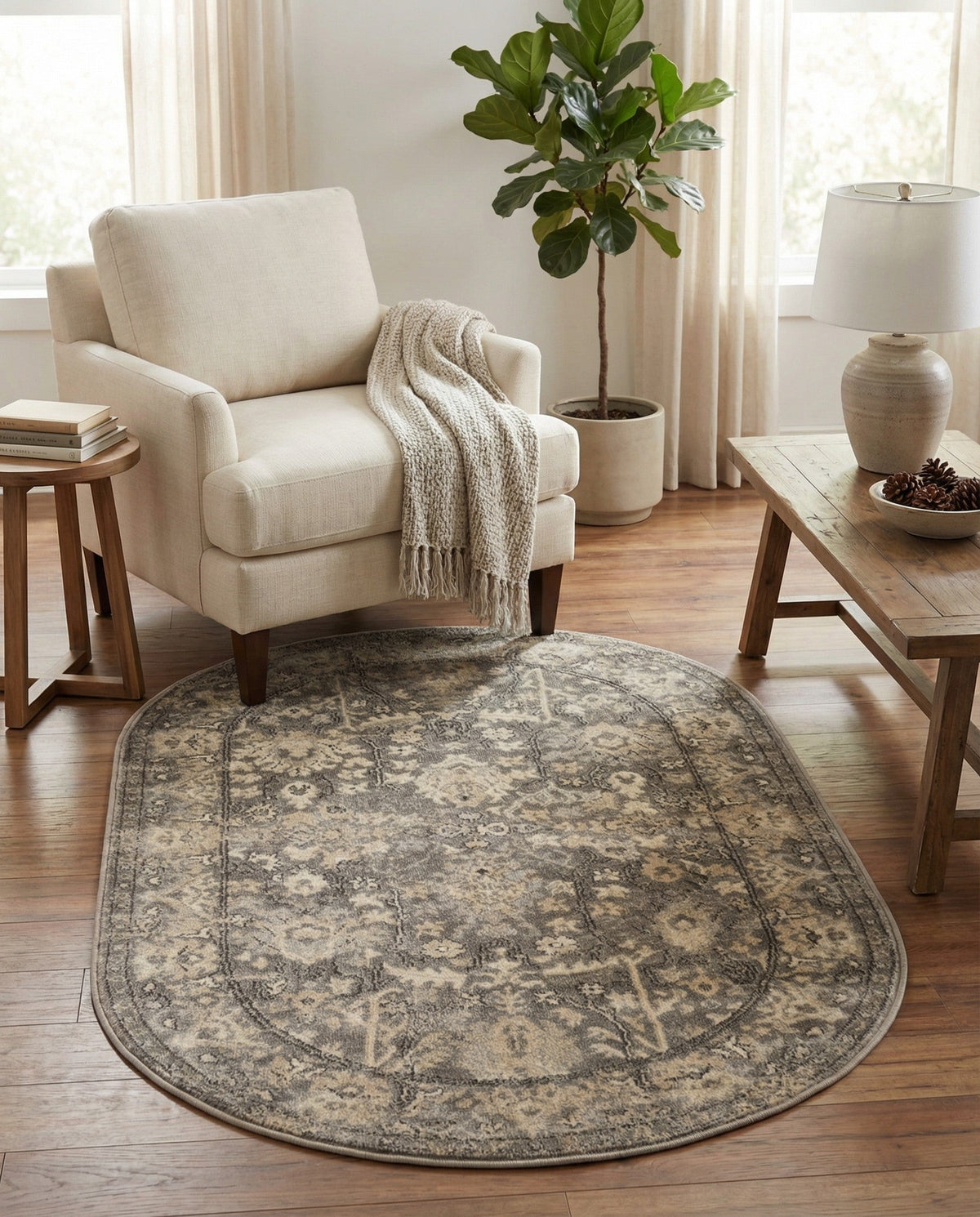 Cascade Range Collection Area Rug -  Shasta (Gray) Oval Gray  lifestyle 112