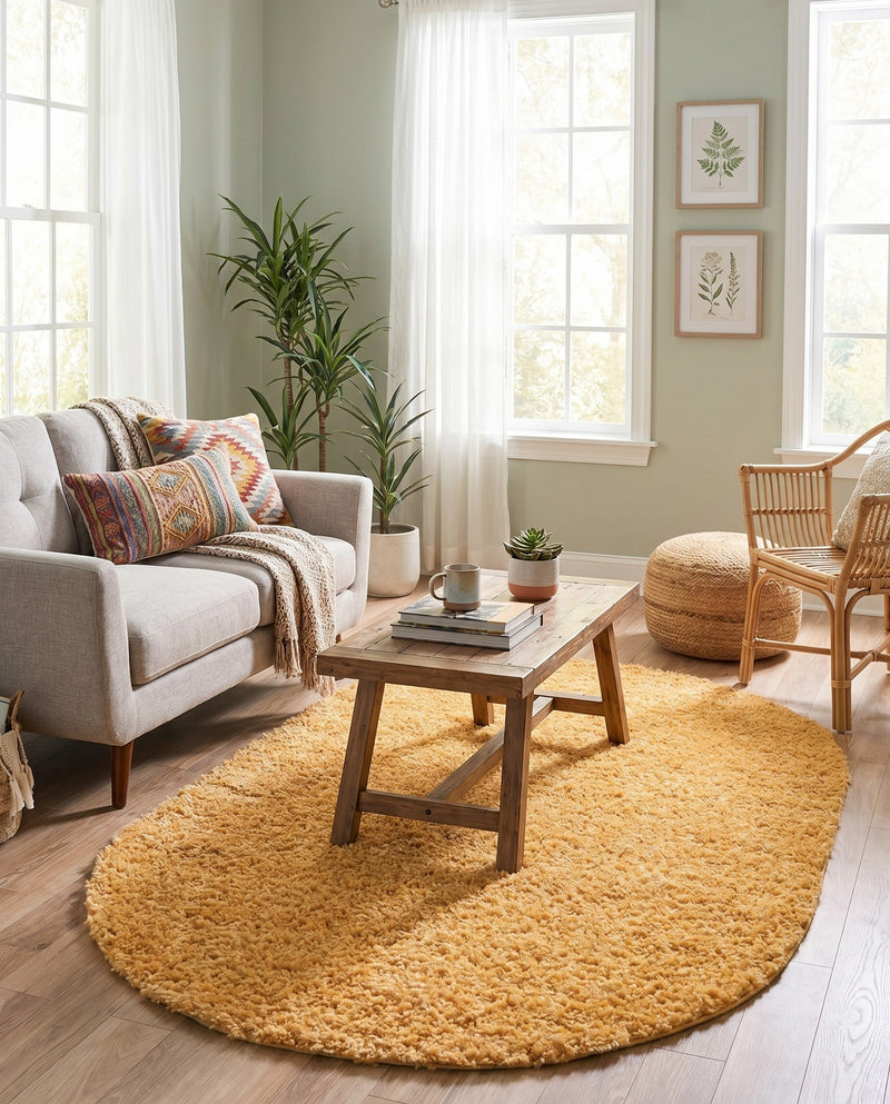 Alpine Plush Collection Area Rug -  Cortina (Sun Yellow) Oval Sun Yellow  lifestyle 79