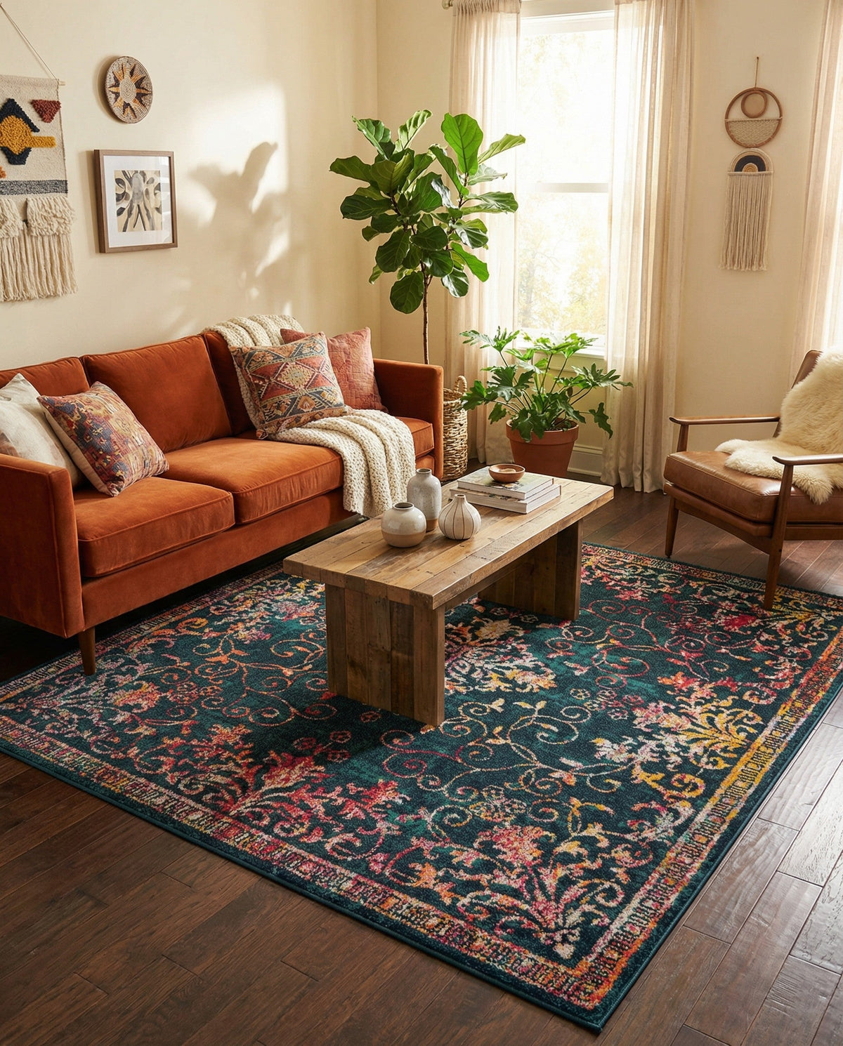 Brighton Terrace Collection Area Rug -  Saltdean Square Navy Blue  lifestyle 129