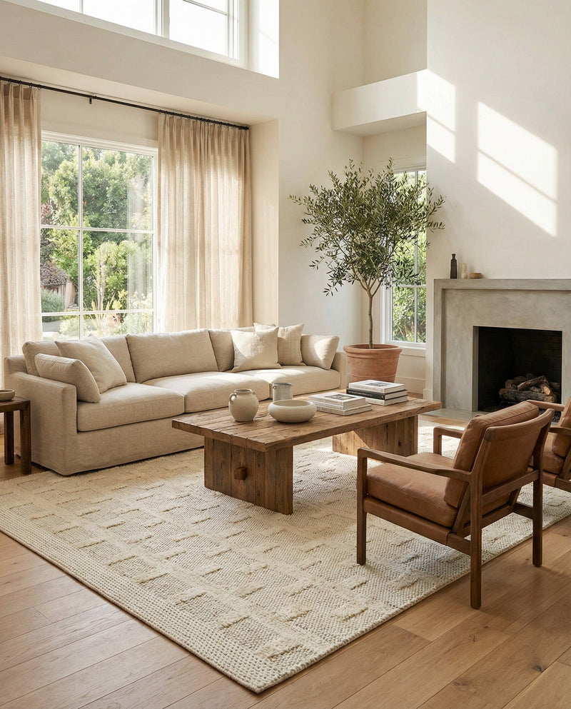 Lana Tasmanian Wool Collection Area Rug - Freycinet Rectangle Ivory  lifestyle 13
