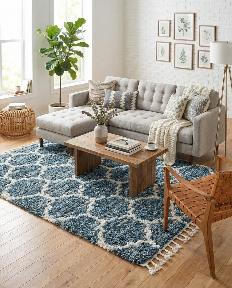 Cozy Cove Shag Collection Area Rug - Marina Rectangle Blue  lifestyle 19