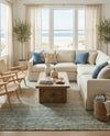 Savannah Threads Collection Area Rug -  Gobi Rectangle Ivory and Blue  lifestyle 38