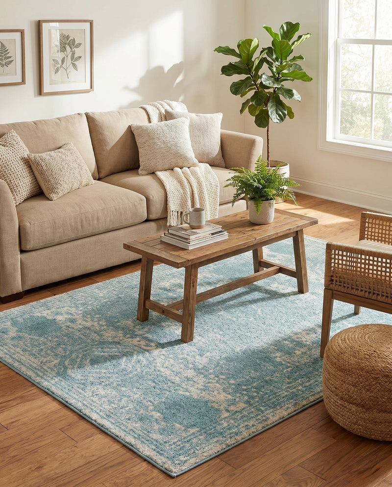 Dover Terrace Collection Area Rug -  Lagoon (Aqua) Rectangle Aqua  lifestyle 7