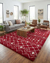 Berber Lattice Shag Collection Area Rug - Atlas (Burgundy Red) Rectangle Burgundy Red  lifestyle 11