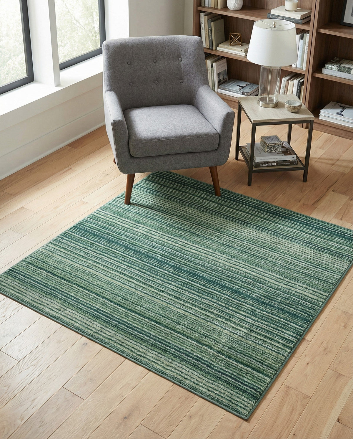 Jewel Oasis Collection Area Rug - Sapphire (Green) Square Green  lifestyle 127