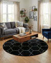Trellis Mosaic Collection Area Rug - Arborville (Black) Round Black  lifestyle 42