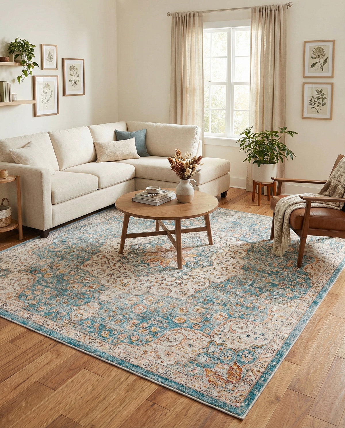 Coastal Haven Collection Area Rug - Seabreeze (Blue) Square Blue  lifestyle 111