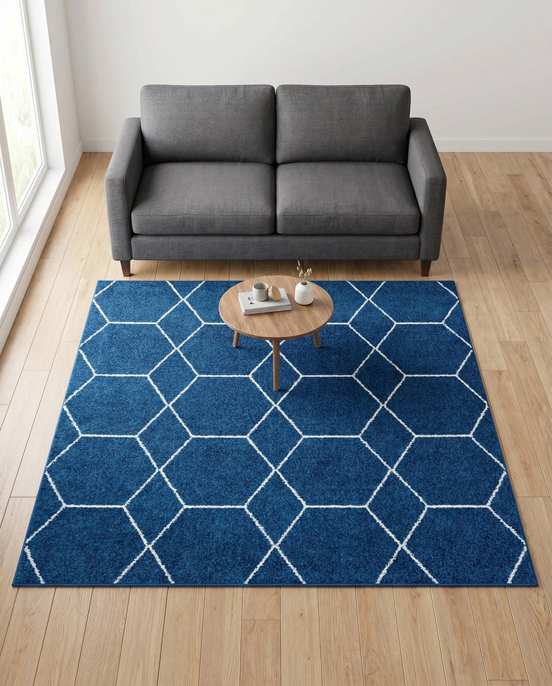 Trellis Mosaic Collection Area Rug - Arborville (Navy Blue) Square Navy Blue  lifestyle 72