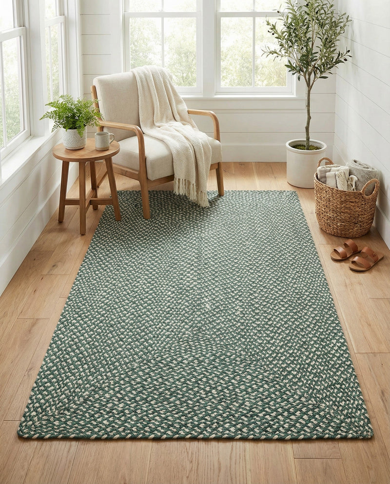 Highland Woven Jute Collection Area Rug - Glenmore (Green) Rectangle Green  lifestyle 9