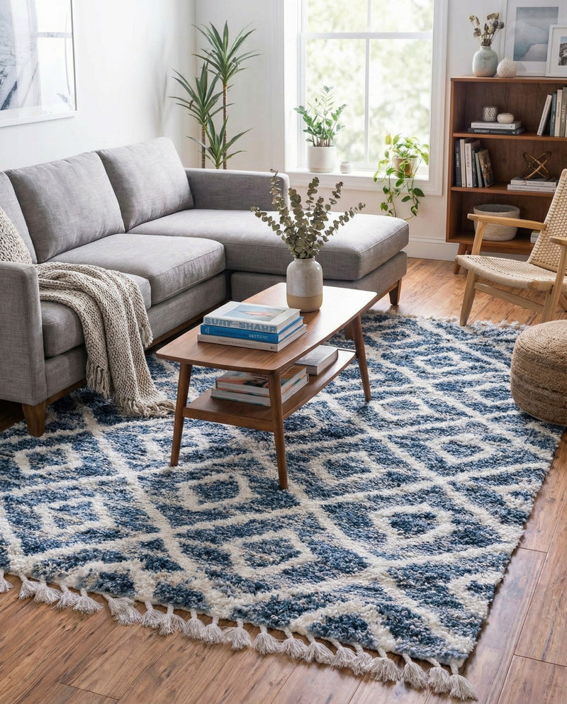 Cozy Cove Shag Collection Area Rug -  Dunes Rectangle Blue  lifestyle 17
