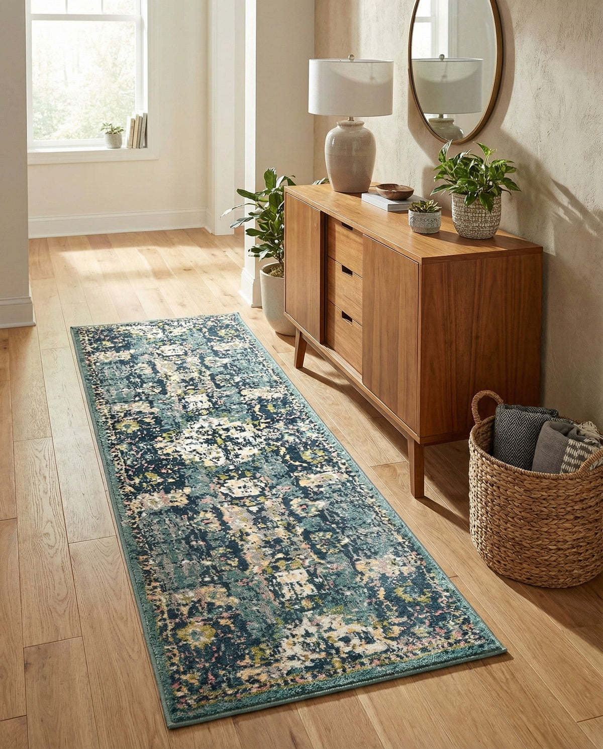 Savannah Elegance Collection Area Rug -  Azalea Runner Navy Blue  lifestyle 125