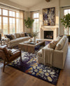 Venetian Tapestry Collection Area Rug - Murano Rectangle Navy Blue  lifestyle 61