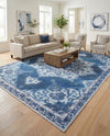 Baroque Era Collection Area Rug - Versailles (Navy Blue) Rectangle Navy Blue  lifestyle 13