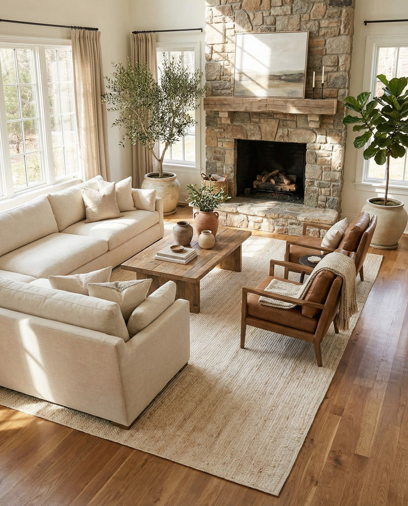 Woven Seaside Jute Collection Area Rug - Savannah (White) Rectangle White  lifestyle 10