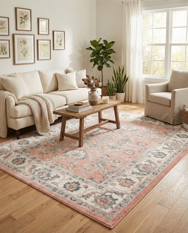 Adriana Terrace Collection Area Rug -  Positano (Rose) Rectangle Rose  lifestyle 4