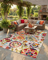 Outdoor Marrakesh Collection Area Rug - Fes Rectangle Multi Beige  lifestyle 37