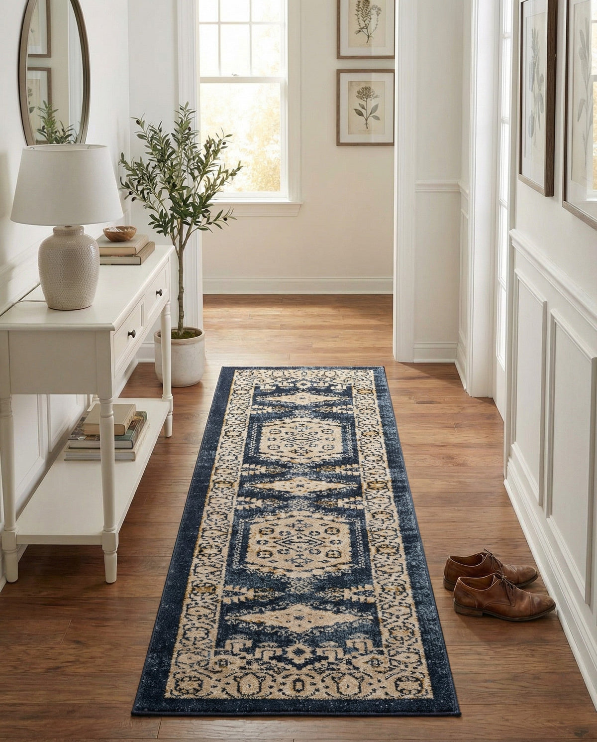 Eden Oasis Collection Area Rug -  Refuge (Dark Blue) Runner Dark Blue  lifestyle 81
