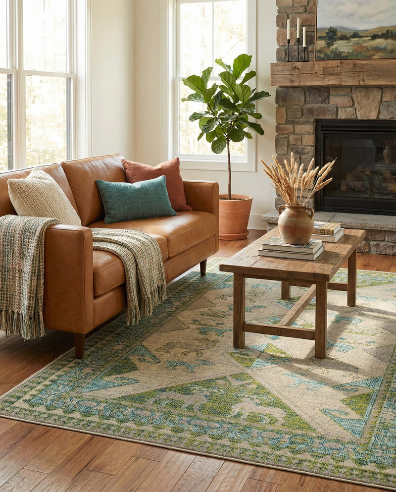 Sedona Vista Collection Area Rug -  Nolina Rectangle Green  lifestyle 53