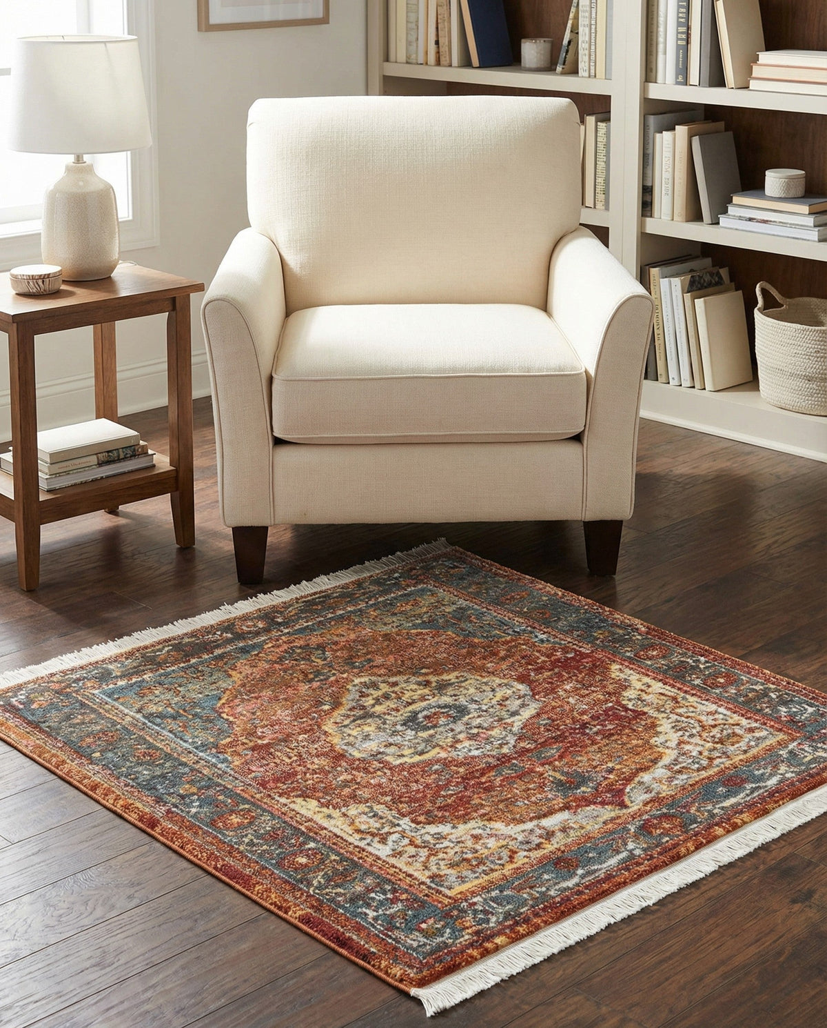 Caribbean Breeze Collection Area Rug -  Vieques Square Rust Red  lifestyle 205