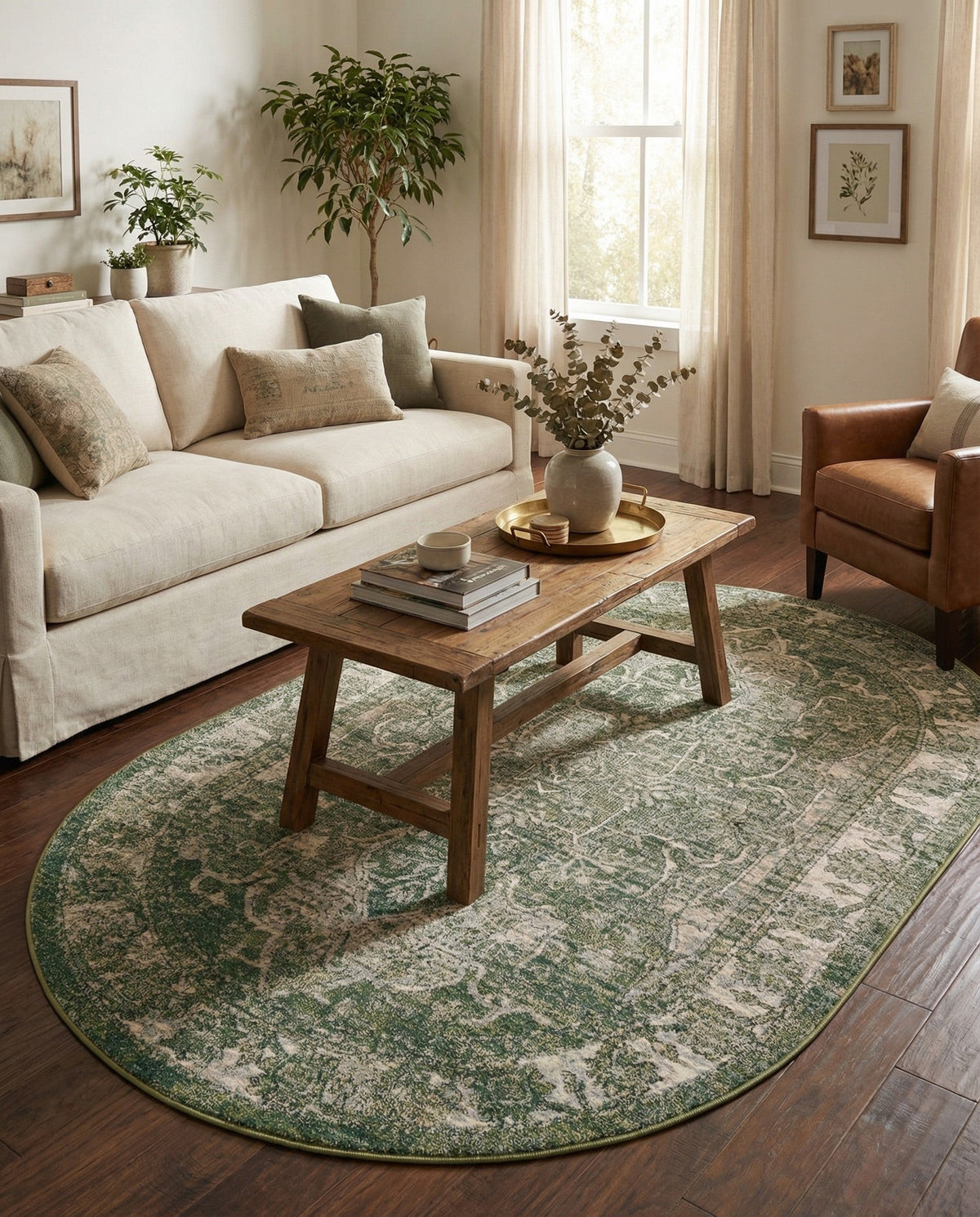 Savannah Soiree Collection Area Rug -  Everglade (Green) Oval Green  lifestyle 114