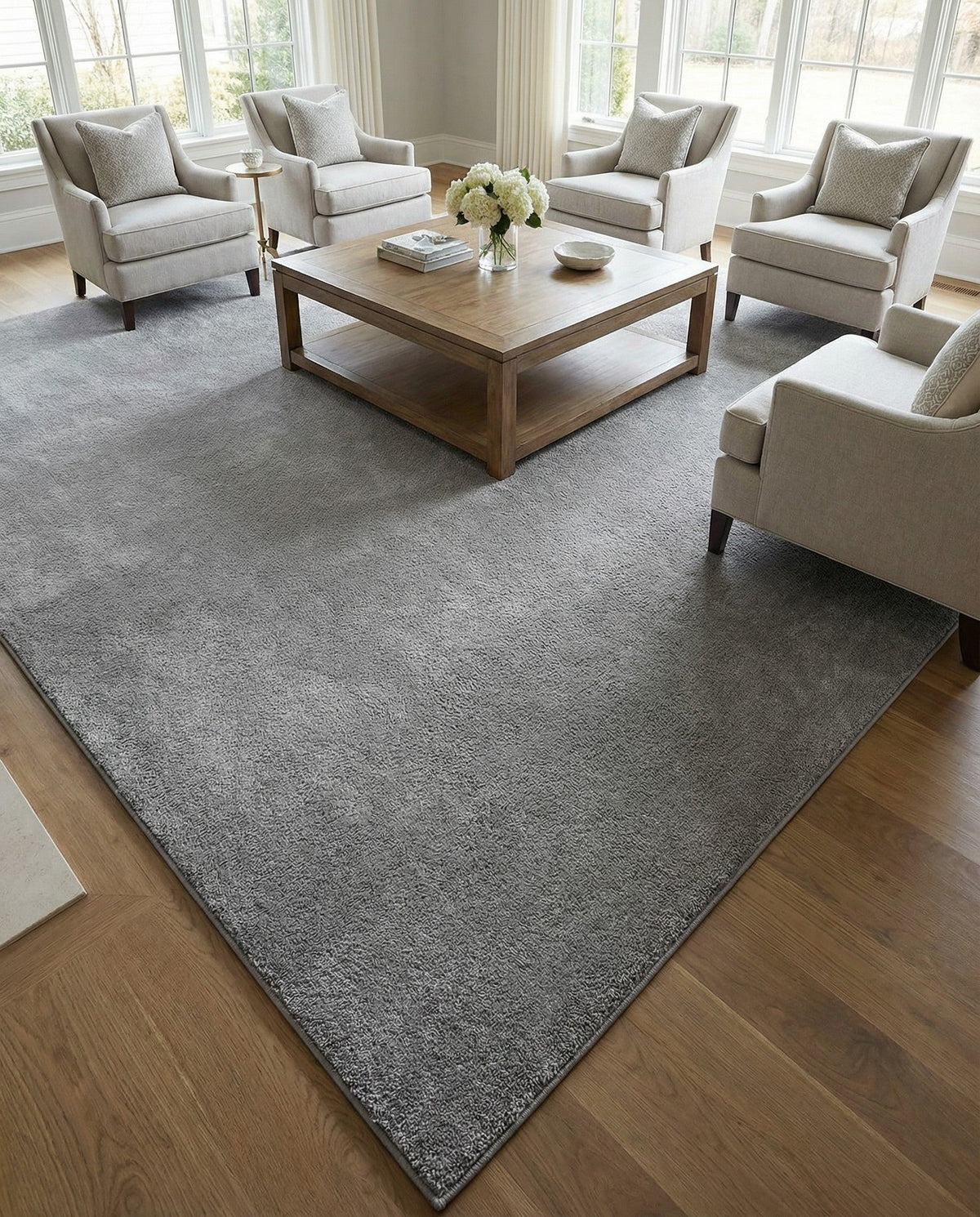 Solid Shag Seaside Collection Area Rug - Azure Cove (Gray) Square Gray  lifestyle 95