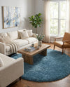 Eternal Plush Oasis Collection Area Rug -  Tranquility (Aegean Blue) Round Aegean Blue  lifestyle 44