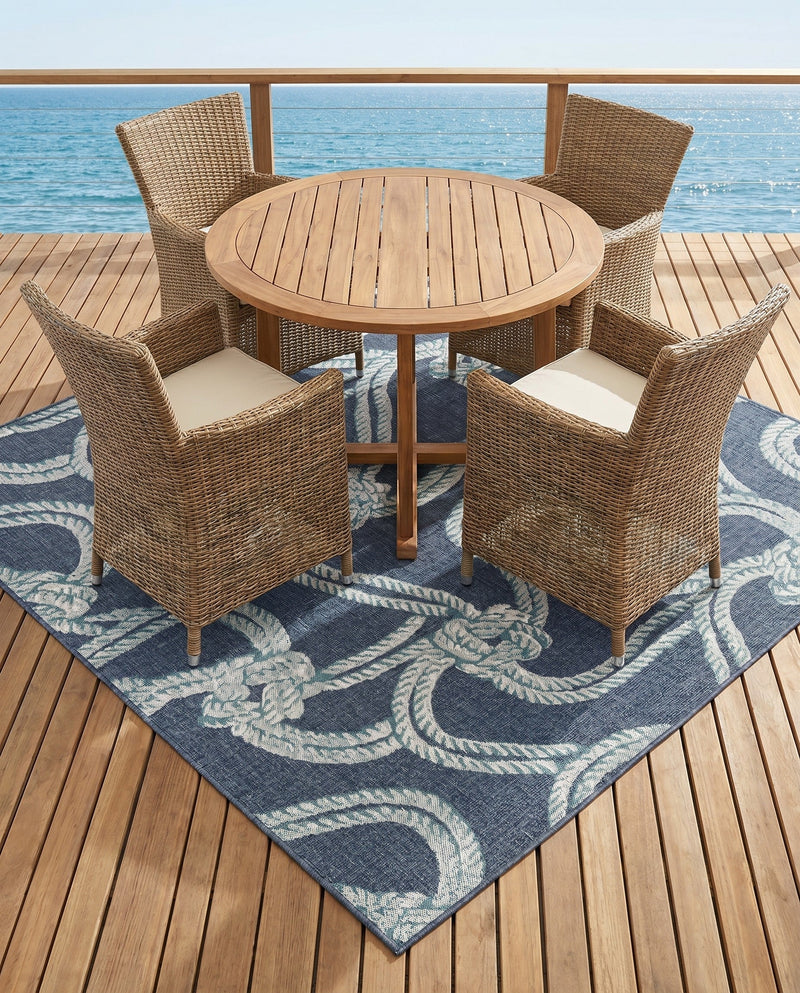Seaside Haven Rugs Collection Area Rug -  Boardwalk Square Navy Blue  lifestyle 39