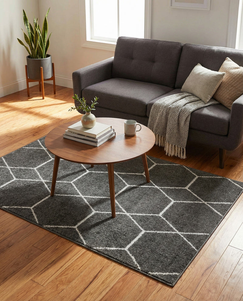 Trellis Mosaic Collection Area Rug - Arborville (Dark Gray) Rectangle Dark Gray  lifestyle 8