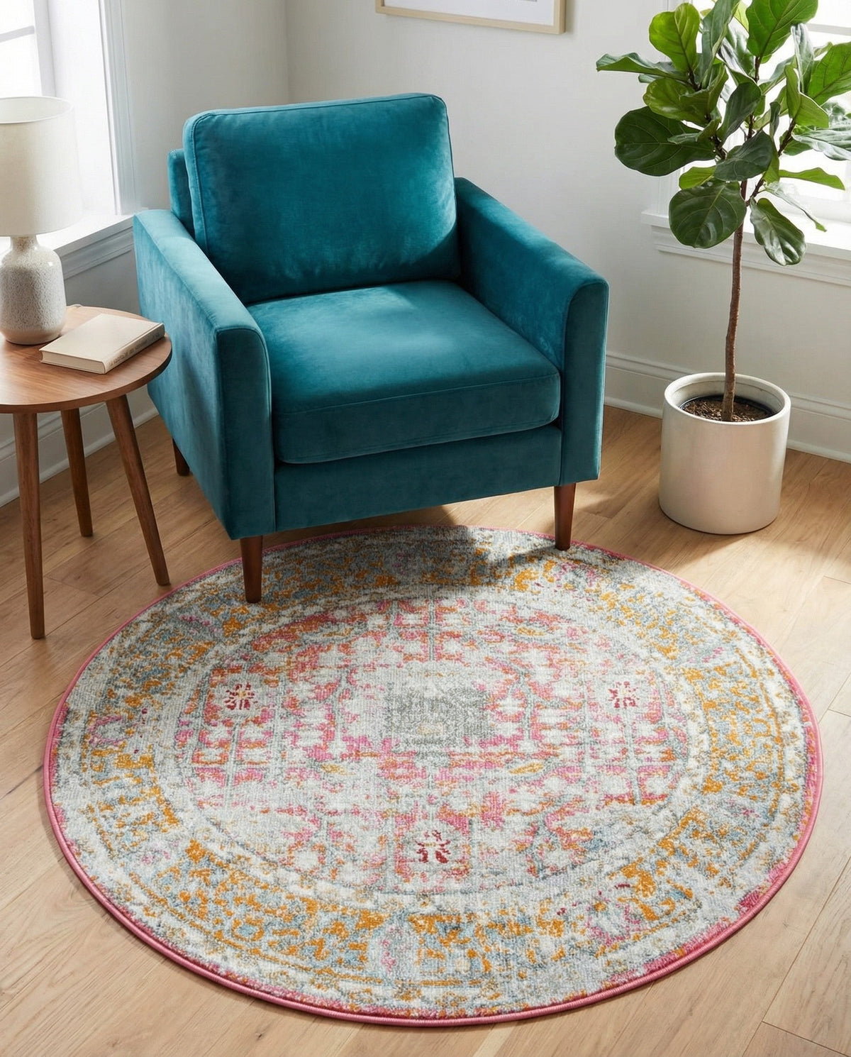 Arcadia Rugs Collection Area Rug -  Olympus Round Pink  lifestyle 161