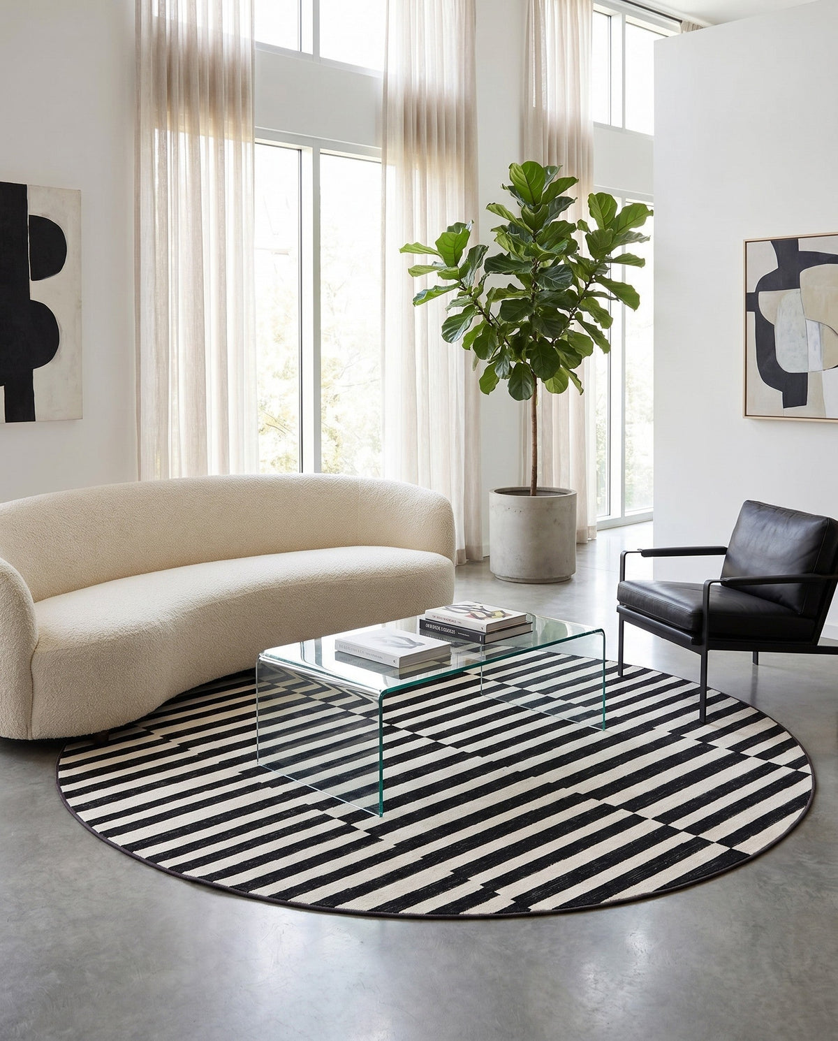 Soho Elegance Collection Area Rug -  Hudson (Black) Round Black  lifestyle 96