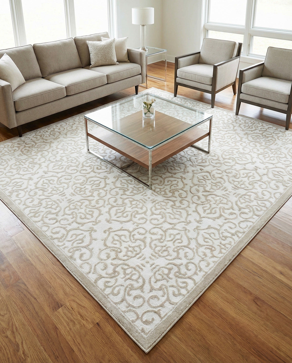Andes Summit Collection Area Rug -  Pichincha Square Snow White  lifestyle 108